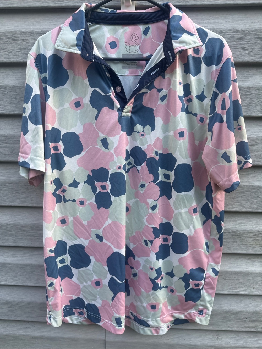 Swannies | Mens Flower Print Short Sleeve Golf Polo size Large